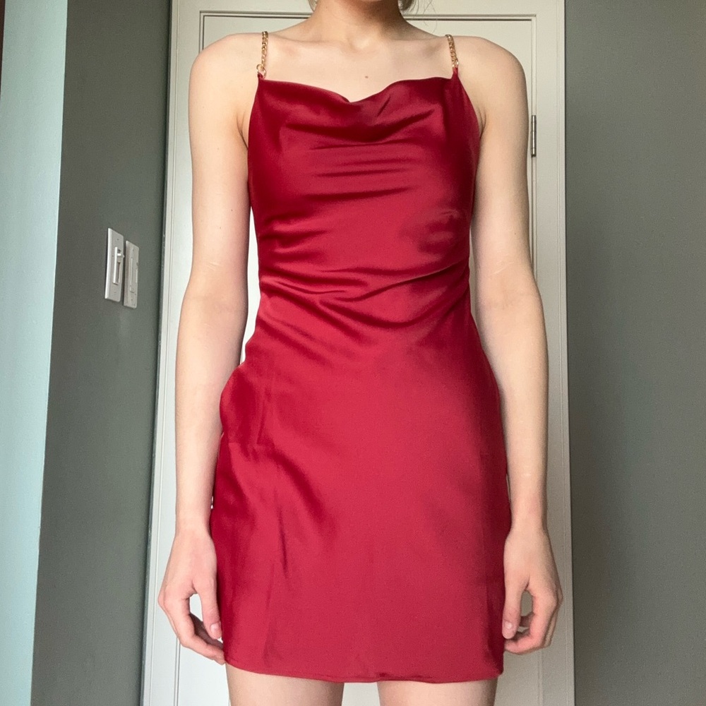 Urban Outfitters Red Cowl Neck Dress with Chain Straps